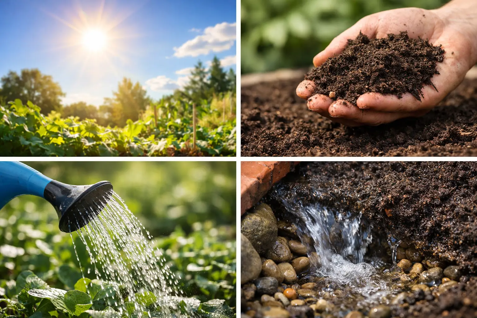 The Four Garden Needs: Sun, Soil, Water, and Drainage